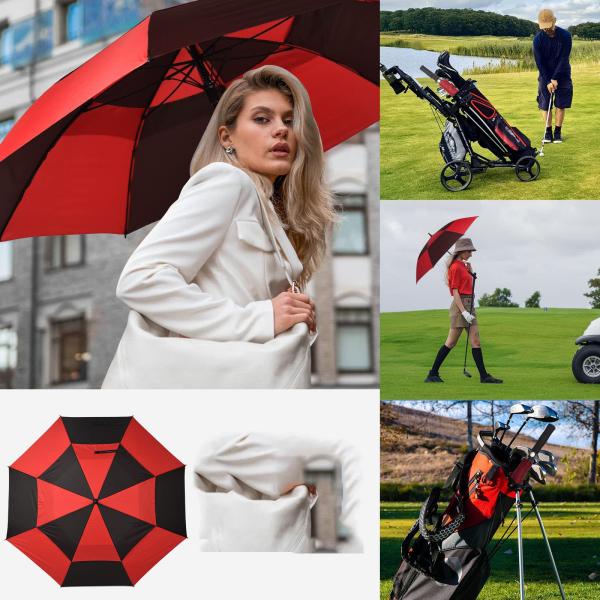 Customized Logo 8-Bone Automatic Double-Layer Golf Men's Umbrella for Stormy Days