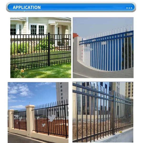 Galvanized Steel Picket Fence Wrought Black Iron Fence Garden Use