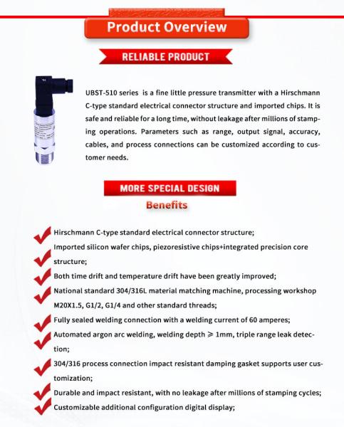 Customizable Range UNIVO UBST-510 C-Type Pressure Sensors for Liquid Level Detection