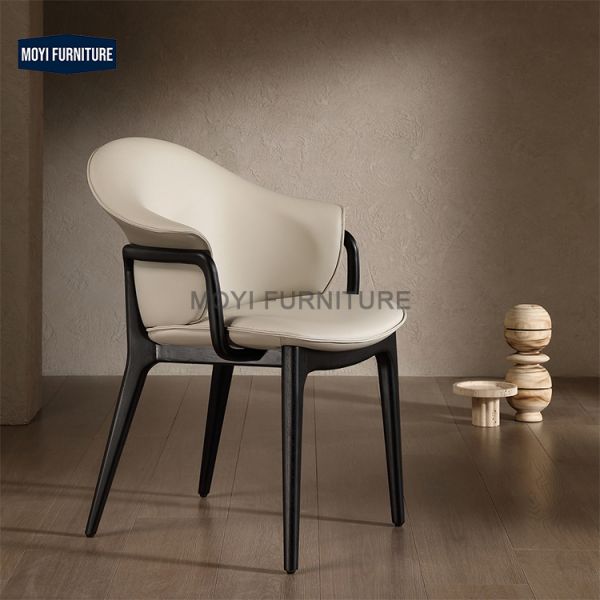 Dining Room Set Solid Wood Chair Leather Upholstery Balcony Hotel Restaurant Dining Chair Simple Retro Wooden Cafe Chair Designer