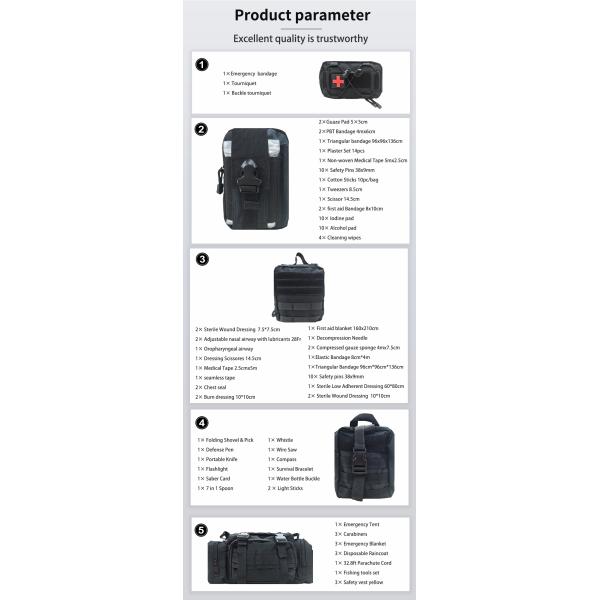 Hot Selling Professional Outdoor Adventure Off-Road Vehicle Tactical Rescue Kit Emergency Medical Supplies for Safety First Aid