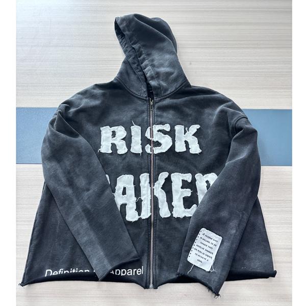 Label Men'S Acid Wash Hooded Sweatshirt For Ladies Men Girls 100% Cotton Cropped Hoodies Raw Hem Edge Bottom