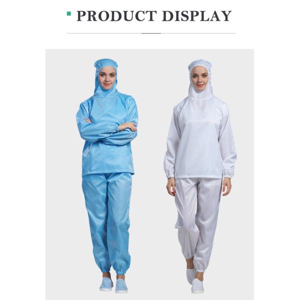 H-1122 Ropa de trabajo antistática, a prueba de polvo, de filamentos de poliéster, con capucha, manga larga, personalizable para salas limpias, fábrica de electrónica farmacéutica