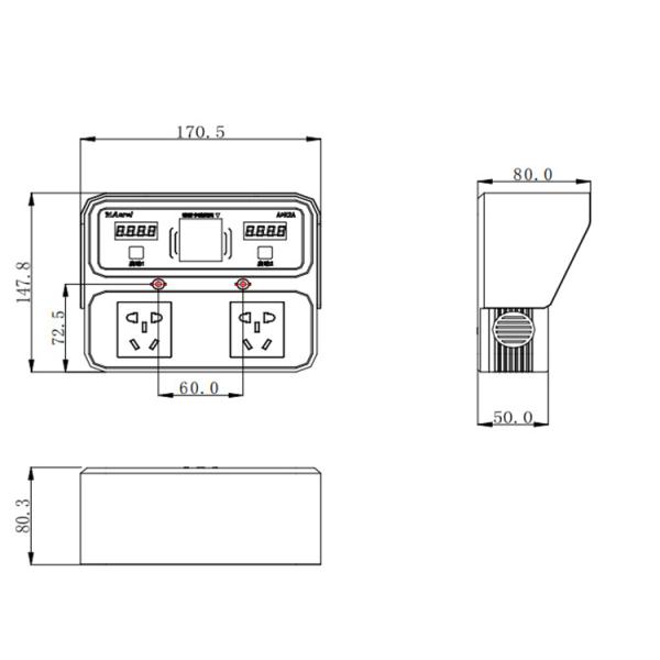 2 Way AC powered 10A Electric Car Charging Sockets plastic shell for home appliances