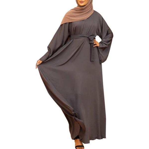 Roupas femininas Oriente Médio Abaya Muçulmano Cor Sólida Tamanho Mais Grande Vestido Muçulmano Longo