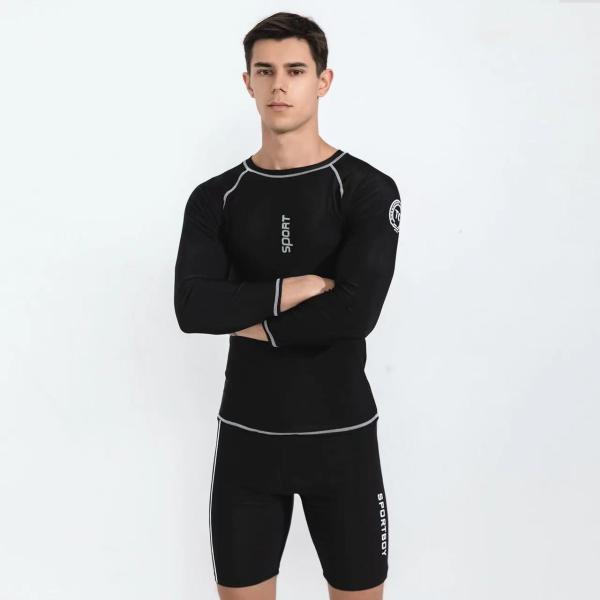 Swimwear длинных Sleeved людей тренировки людей двухкусочного купальника быстрых суша 2 части