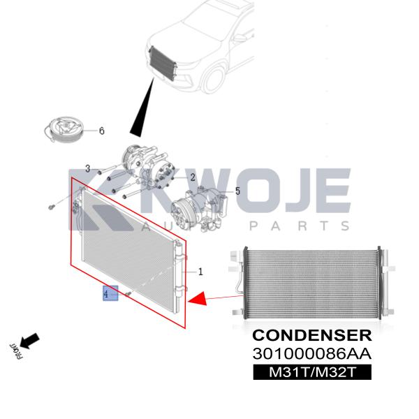 301000086AA Air Conditioning System AC Condenser For Chery Auto Spare Parts Exeed TX/TXL