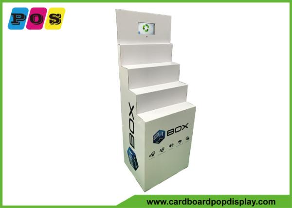 Four Steps Electronic Products Cardboard Display Stands With 7 Inch LCD Screen FL220