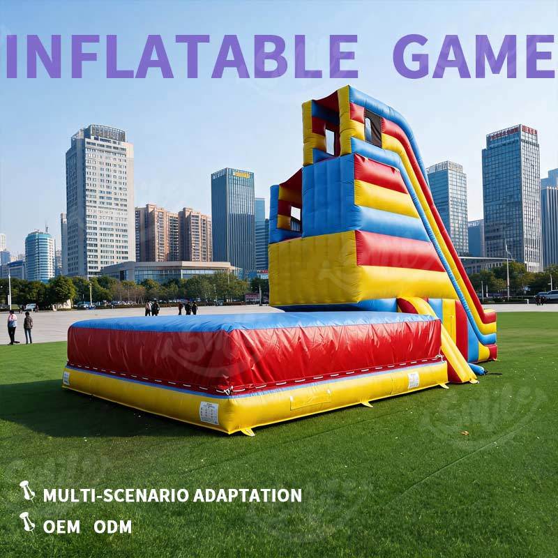 Commercial Grade Inflatable Stunt Jump with Big Airbag Landing Pad Climbing Slide for Party Rental Business