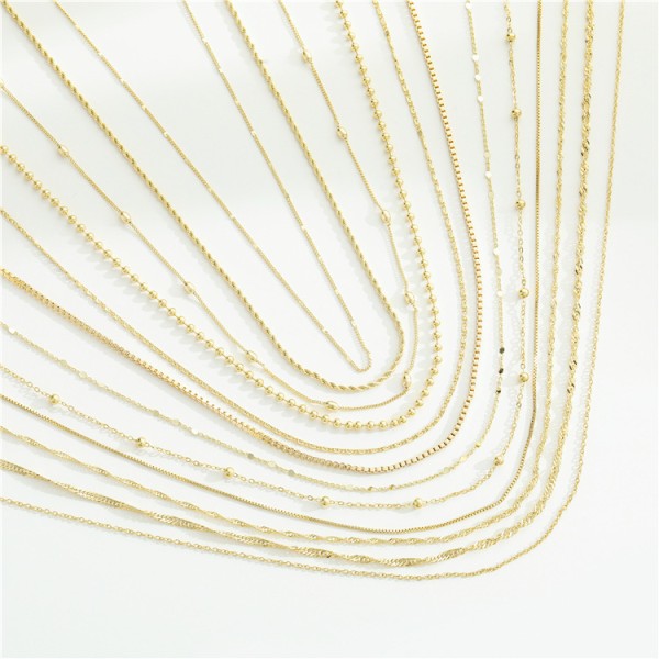 Factory Wholesale 14k Gold Plated  Necklace Bracelet Oshaped Twist Box Chain Pendant for Diy Jewelry Accessories Making