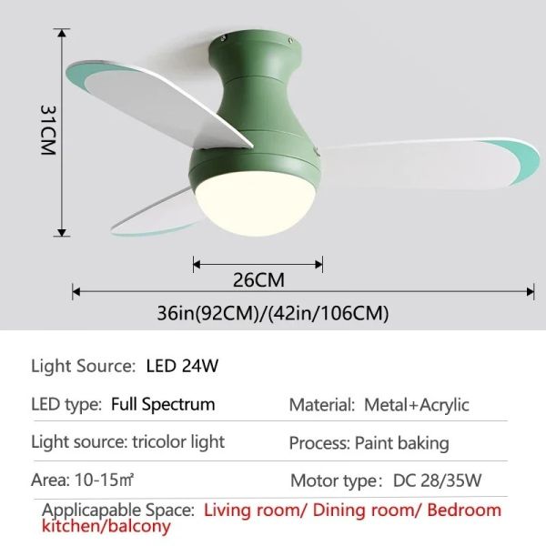 Control Low Floor Household Fan lamp colorful Children Room Ceiling Fan Light(WH-VLL-33)
