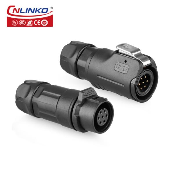 CNLINKO Male Female Panel Mount Industrial Wire Connector 7 Pin Waterproof Plug Socket Pogo Pin Connector