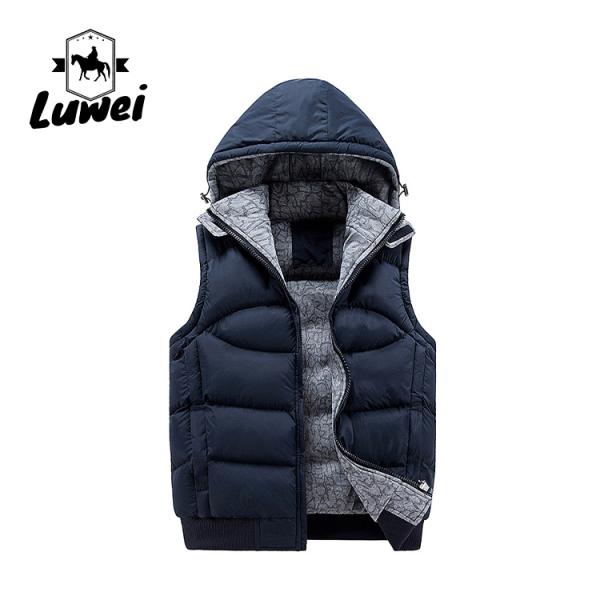 Китайская пользовательская утилита теплый толстый жилет Утилита хлопчатобумажная подставка воротник молнии Мужское одеяло с ковриком жилет Мужчины с капюшоном