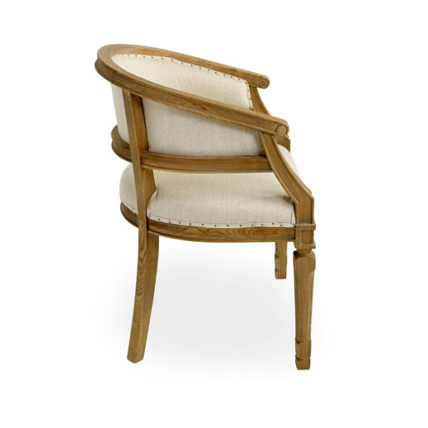 Corner solid oak wooden wedding chair with linen fabric for events and party rentals