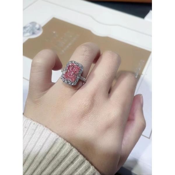 3.1ct Radiant Lab Выросший бриллиантовый кольцо Розовый бриллиант Классические ювелирные изделия для тенниса