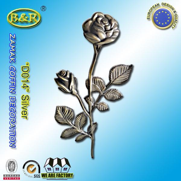 Zamak Rose Metal Coffin Fitting D014 Gold Silver Or Bronze Zamak Material Zinc Alloy 39*18cm