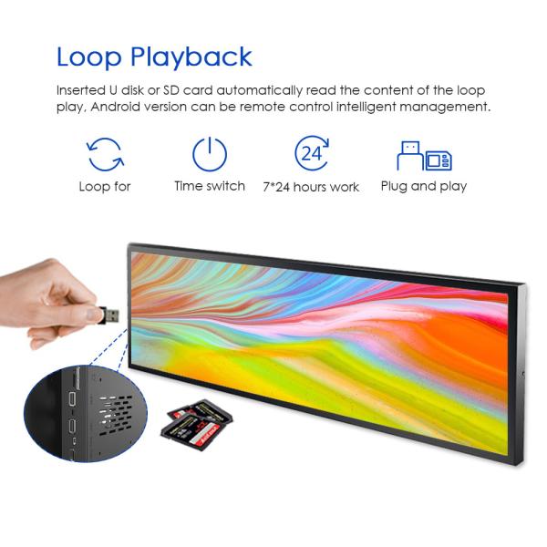 HD USB/HDMI Autofocus Stretched Bar LCD Display 1920*360 Pixels USB2.0 HDMI*1/SD
