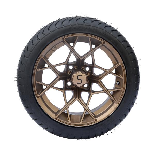 Bronze 14 Inch Golf Cart Wheel And Tire Combo 225/30-14 4PLY DOT Approved