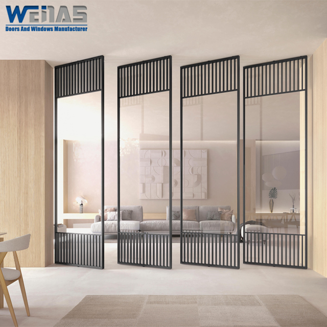 Sound Insulation Ultra Thin Frame Internal Pivot Aluminum Door For Villa