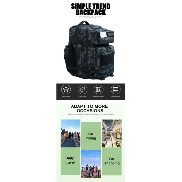 Sac à dos en polyester imperméable à l' eau de 45 litres