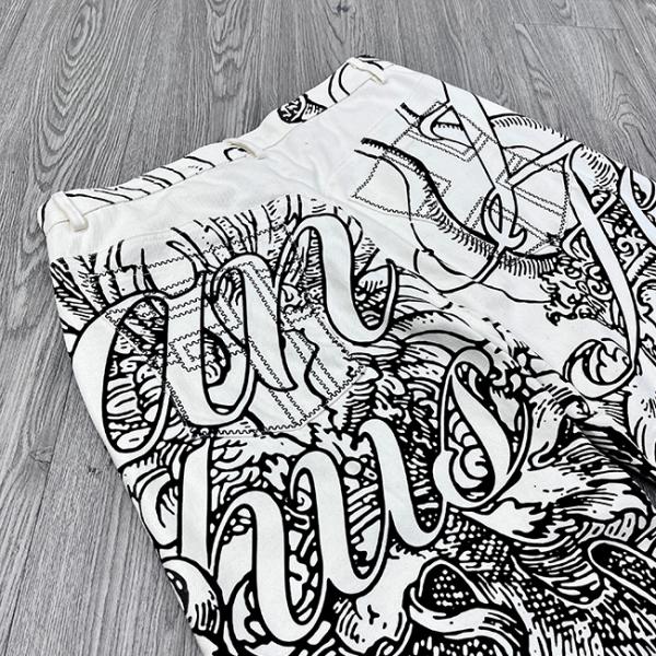 Pantalones deportivos holgados con estampado digital de alta gama para hombre de talla personalizada, con bragueta con botones, pantalones de chándal de pierna recta y holgados para streetwear