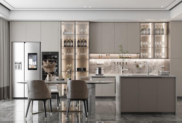 Armoire de cuisine moderne personnalisée avec garde-robe et robinet