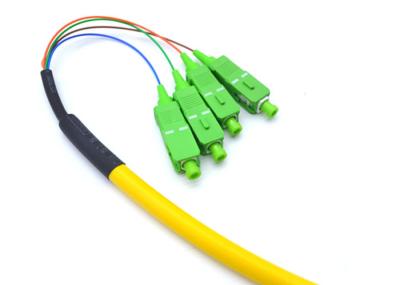 G657A1 SC / APC Pigtail Simplex , Yellow 4 Core Single Mode Fiber Optic Cable