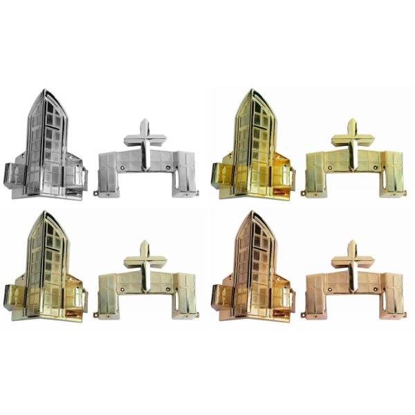 PP Material Casket Corners And Lugs With Steel Pipe 18K Gold Appearance