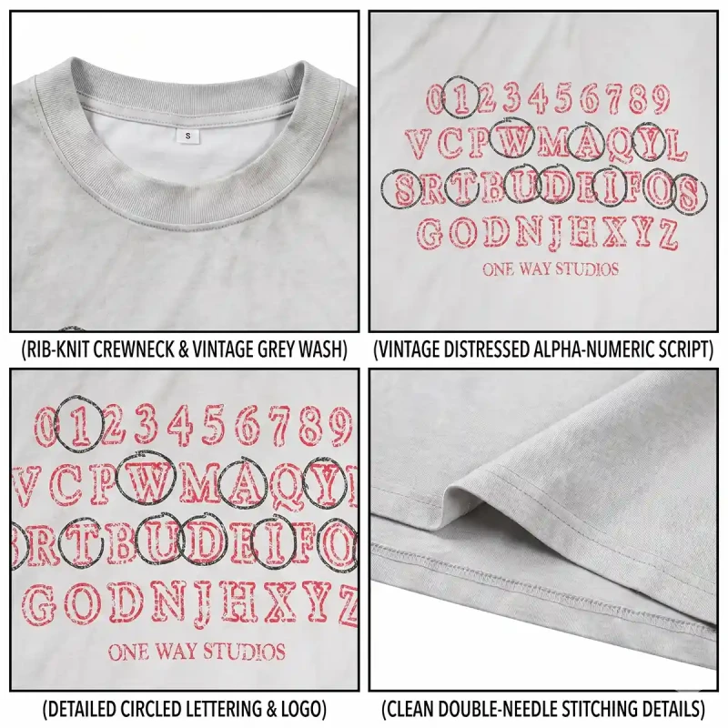 Custom Vintage Wash Graphic Print T Shirt Oversized Streetwear OEM