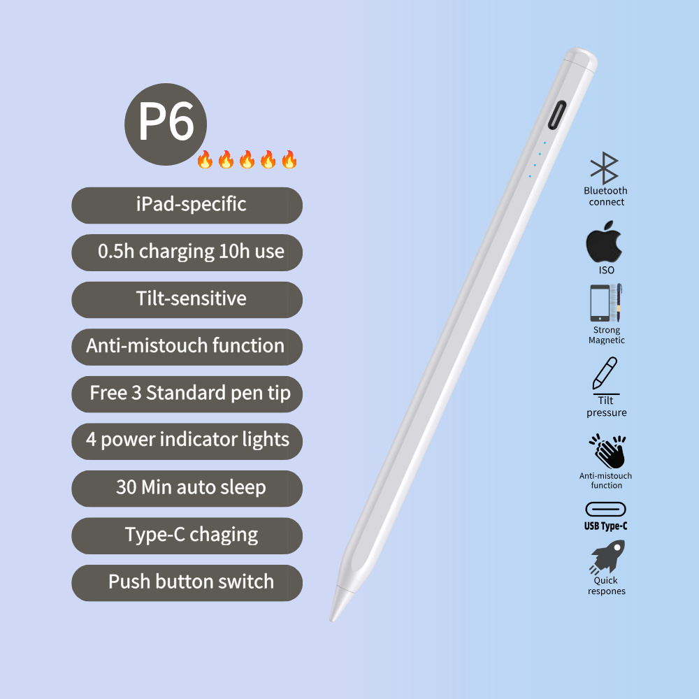 Push Switch Stylus Pen for apple Pencil with Led Power Indicators Palm Rejection Touch Pencil for 2018 to 2026 ipad Pencil