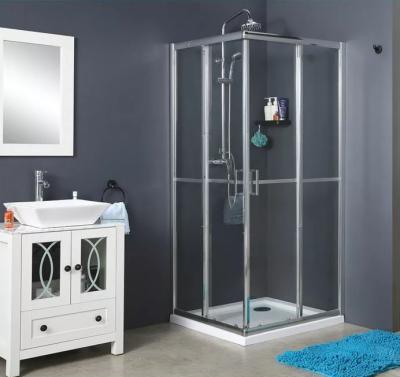 Corner Hinge Classic Sliding Shower Enclosure Clear Fixed Two Glass Door 6mm