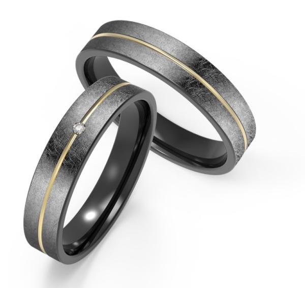 Frosted Black Titanium Ring Jewelry With K Gold Single Ring Set Zircon Couple Ring