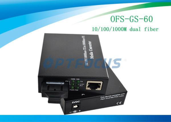 Single Mode Fiber Media Converter 10 / 100 / 1000 Base - Tx to 1000 Base - LX MC 60Km 1310nm
