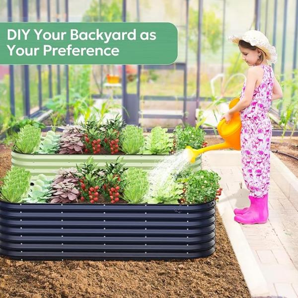 5.5*5.5*1.4 FT L Shaped Galvanized Raised Garden Bed Modern Style