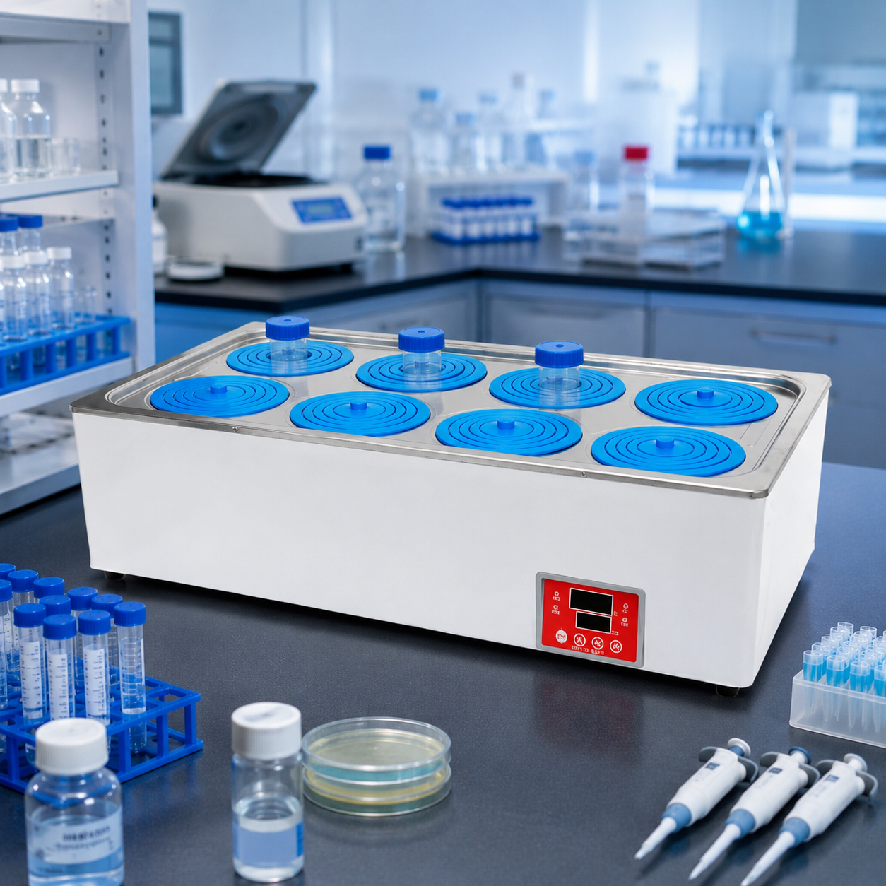Cenlee Aquaculture Hygiene Education Lab Safe Heating HH-8 8-Hole PID Control 100°C Water-Shortage Protection Digital Water Bath