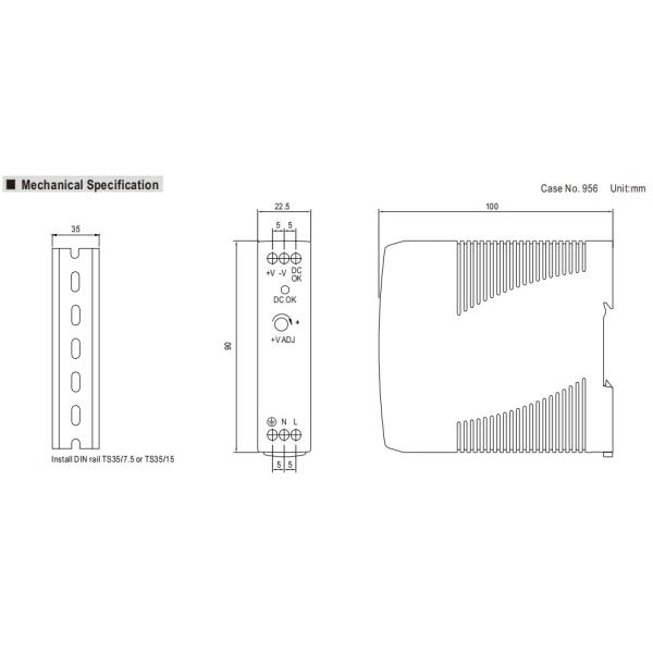 L'alimentation d'énergie industrielle de rail DIN 24W 24V 1A a enfermé pour le commutateur de PoE