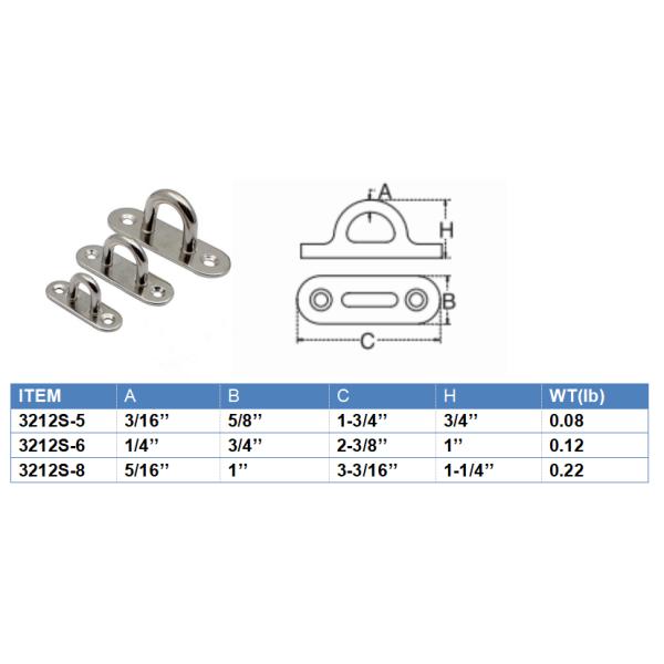 Поверхность Yacth Висячие аксессуары Нержавеющая сталь Продольная подставка глазная плита Стейпл кольцевой крюк