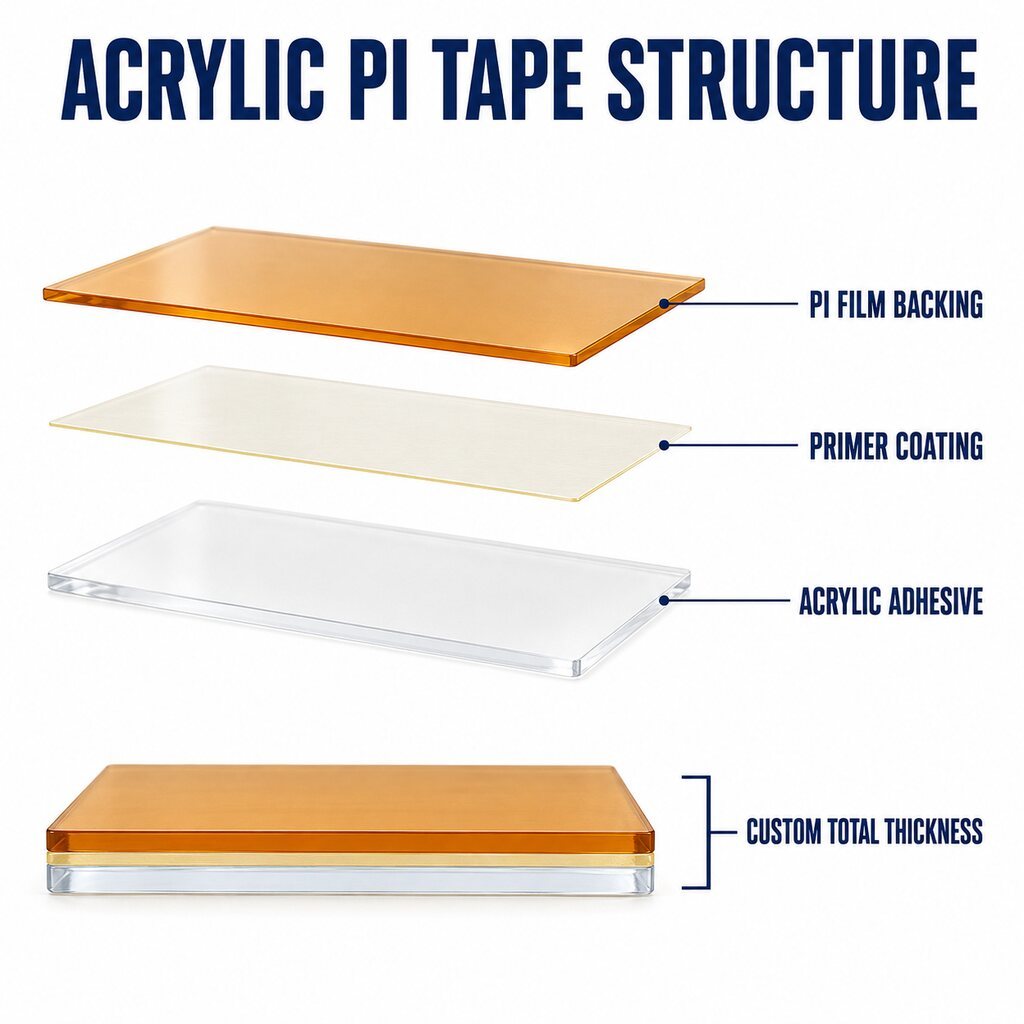 Acrylic Adhesive Polyimide Tape (Acrylic PI Tape / Electrical Insulation Tape) – Single-Sided Acrylic Adhesive for Coil Wrapping, Lead Fixing and Die-Cut Insulation