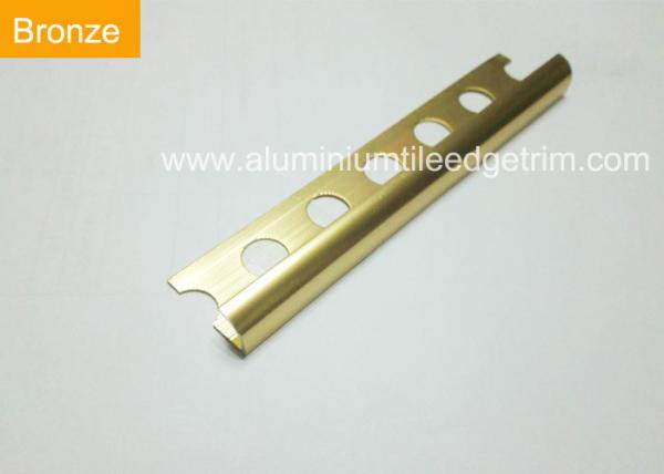 Gold Polished Aluminium Tile Edge Trim , Extruded Bathroom Tile Metal Trim