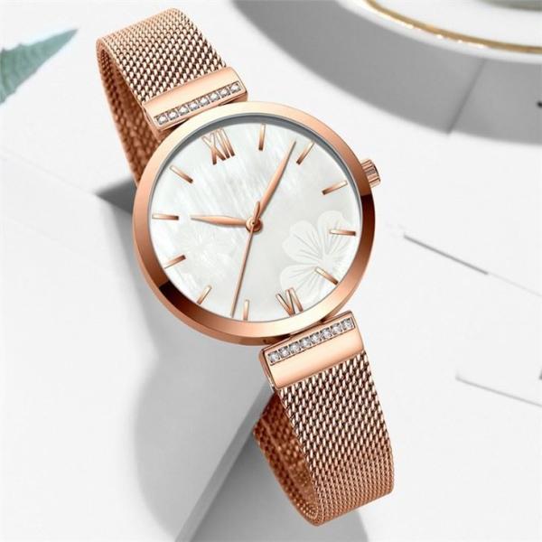 3ATM Waterproof Quartz Watch Women'S Rose Gold Scratchfree