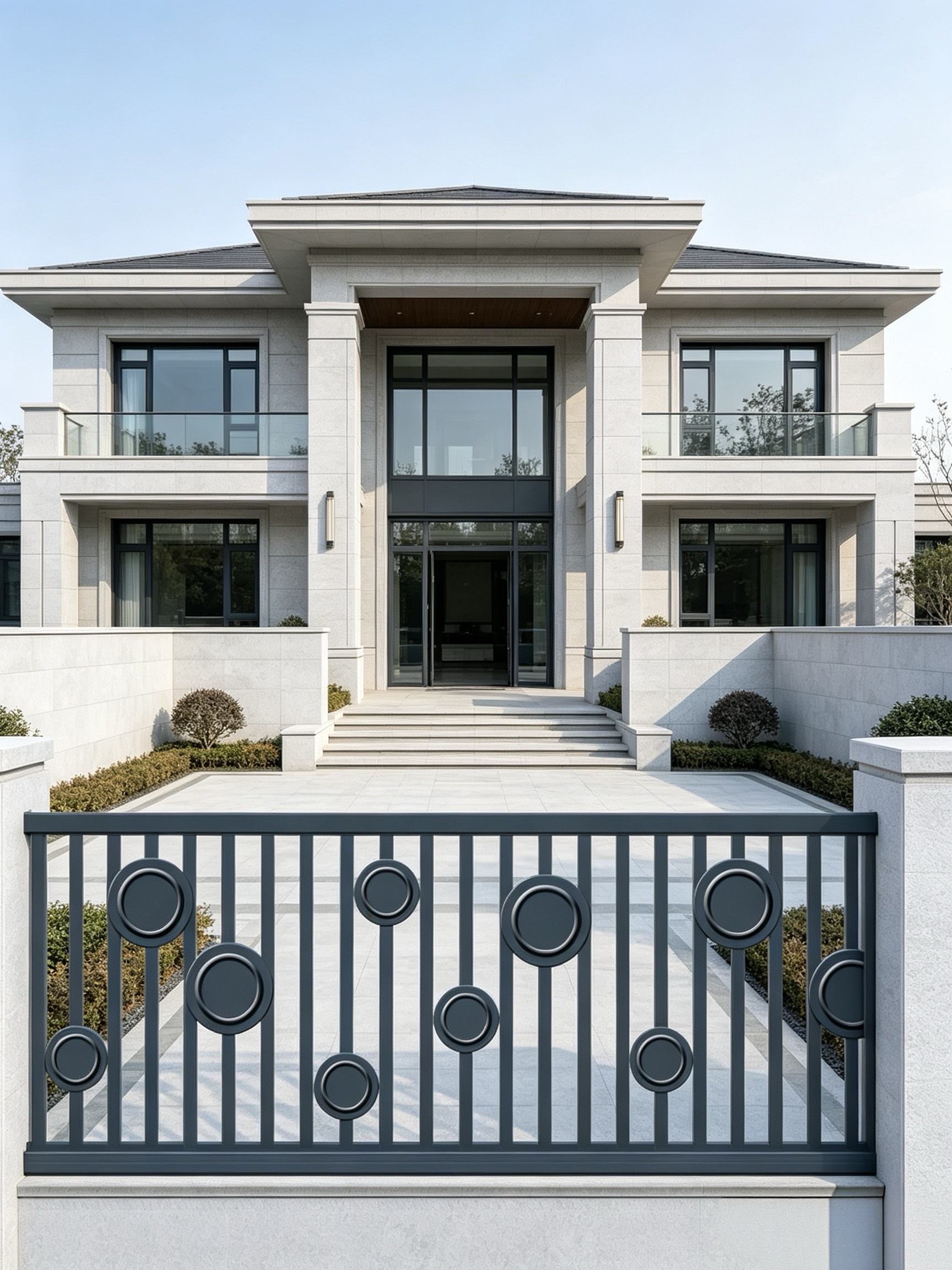 Round Custom Outdoor Aluminum Fence - Minimalist Villa Railing