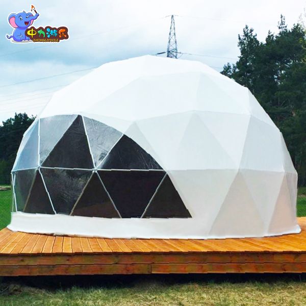 Four Season Waterproof PVC Glamping Tent with 420kg Load Bearing Geodesic Dome Tent for Luxury Camping