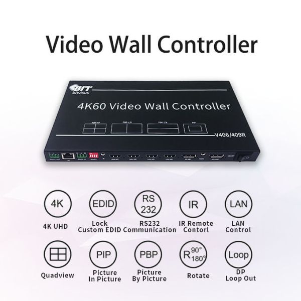 BIT-VWC-409R 4K60 Resolution Video Wall Controller with 9 HDMI Outputs and FPGA Chip for Multi-Screen Display