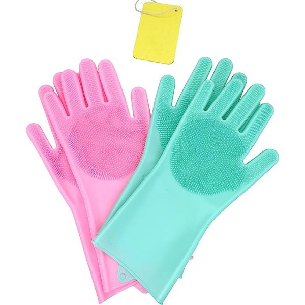 Gants multifonctionnels de silicone d'épurateur de salle de bains réutilisables