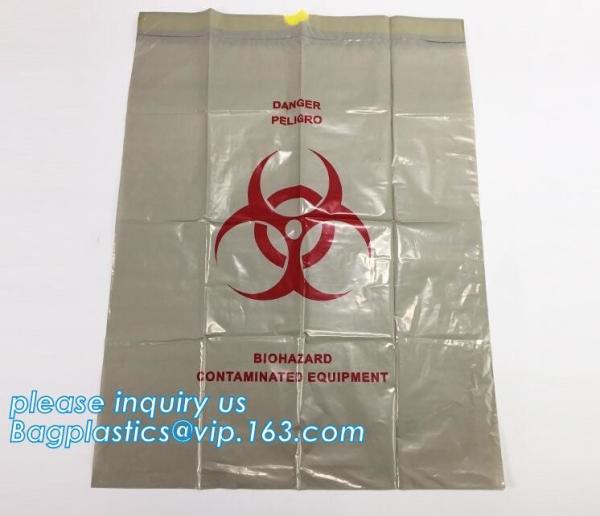 Disposable biohazard infectious plastic drawstring medical waste bag, Promotional mini biohazard drawstring packaging ba