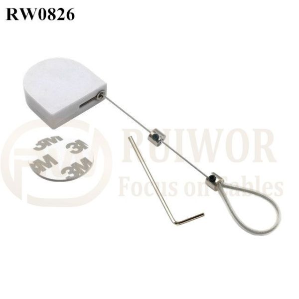 RW0826 D-Shaped Small Retractable Tether Plus Adjustable Stainless Steel Wire Loop Coated Silicone Hose