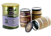 Boîtes vides de fer-blanc de poudre de café, boîtes métalliques en métal avec le couvercle ouvert facile