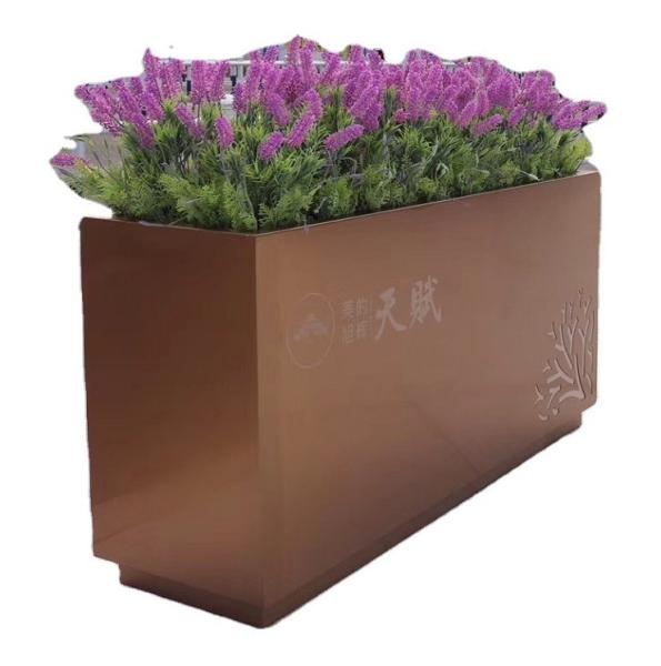 Galvanized steel colorful flower planters pots with words logo