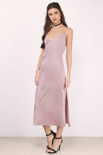 Сексуальные женщины платья Миди лета сатинировки с разрезом