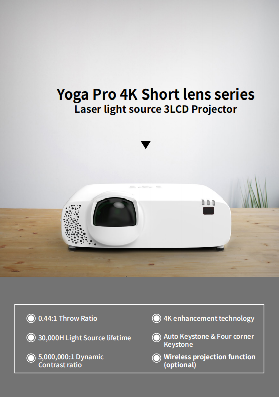 Flyin 5000 ANSI Lumens 3LCD Laser Projector WUXGA Native Support 4K Short Throw HDBaseT 3D Mapping Education